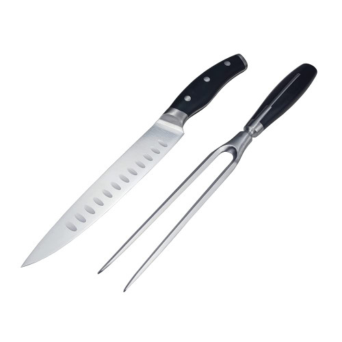 Carving Knife and Fork Set - with 8" Carving Knife &8 " Straight Metal Fork Kitchen Carving Set, Professional Meat Carving Knife Gourmet BBQ Tool