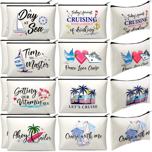 Silkfly 16 Pieces Cruise Survival Kit Cruise Travel Gift Cosmetic Bag Peace Love Cruise Pouch Travel Organizer Zipper Pouch for Family Cruise Lover Summer Vacation Gift (Canvas Base) Silkfly 16 Pieces Cruise Survival Kit Cruise Travel Gift Cosmetic Bag Peace Love Cruise Pouch Travel Organizer Zipper Pouch for Family Cruise Lover Summer Vacation Gift (Canvas Base)