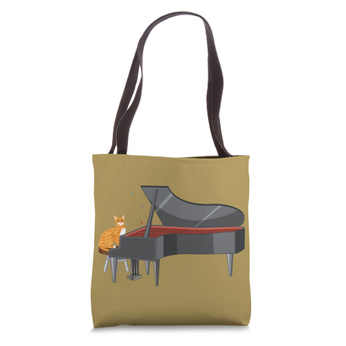 Funny Cat Playing Piano Pianist Music Instrument Cat Lover Tote Bag Funny Cat Playing Piano Pianist Music Instrument Cat Lover Tote Bag