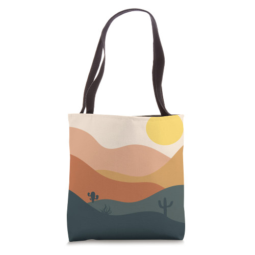 Abstract Mountains Cactus Desert Landscape in Terracotta Tote Bag
