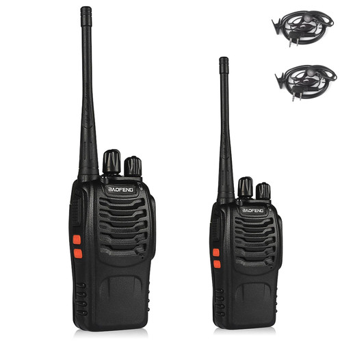 Baofeng BF-888S Walkie Talkies for Adults Long Range Rechargeable Handheld Free Two Way Radios with Earpieces, Battery, Charger, Flashlight, 16 Channel Work Walky Talky(2 Pack)