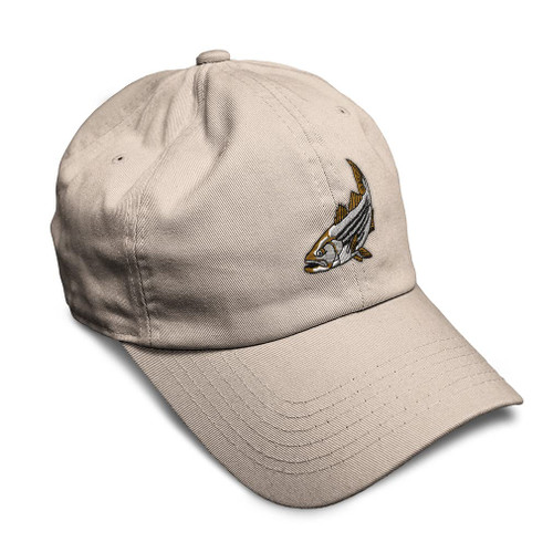 Soft Baseball Cap Striped Bass Embroidery Ocean and Sea Life Fish Embroidery Twill Cotton Dad Hats for Men & Women Stone Design Only