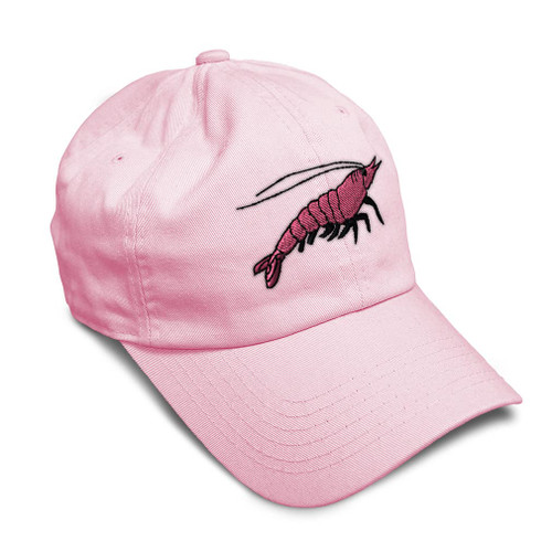 Soft Baseball Cap Shrimp Embroidery Ocean and Sea Life Other Sea Animals Embroidery Twill Cotton Dad Hats for Men & Women Soft Pink Design Only