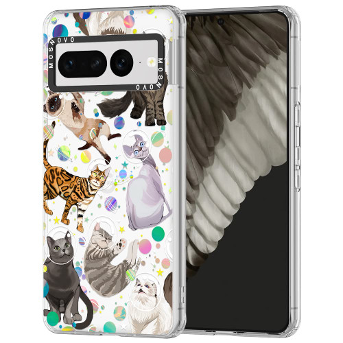 MOSNOVO Case for Pixel 7 Pro, Shockproof TPU Bumper Slim Clear Case with Cute Space Cat Design for Google Pixel 7 Pro 5G Phone Case Cover - Leopard