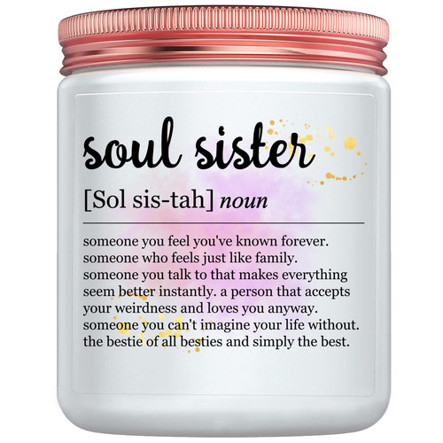 Soul Sister Gifts for Women Lavender Candle Gift to My Soul Sister Friend BFF Colleague Mother's Day Valentine's Day Christmas Gifts for Co-Worker Boss Scented Candle