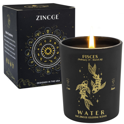 Pisces Candle for Women, ZINCGE Zodiac Sign Pisces Gifts for Men Candle Astrology Gifts, February Birthday Gifts, Scented Candles for Men Christmas Gifts, Soy Candles for Home Scented