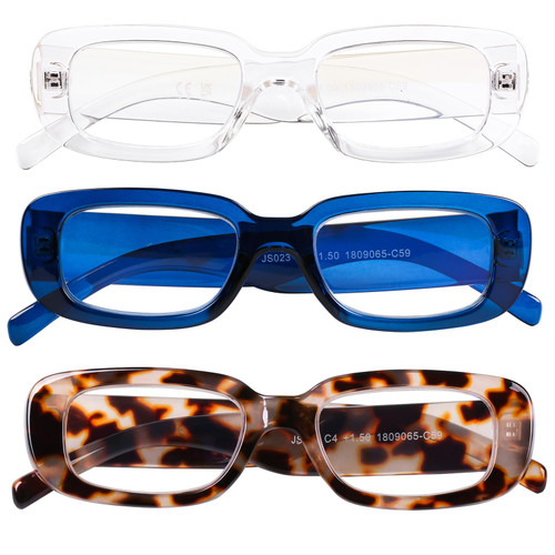 AQWANO Stylish Fashion Reading Glasses for Women Blue Light Blocking Oversized Square Readers Anti Glare UV Ray Filter, 2.25