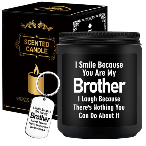 Risnoae Big Brother Gifts - I Smile Because You are My Brother Candle - Old Brother Gifts from Sister, Little Brother - Christmas Birthday Father's Day Gifts for Brother Risnoae Big Brother Gifts - I Smile Because You are My Brother Candle - Old Brother Gifts from Sister, Little Brother - Christmas Birthday Father's Day Gifts for Brother