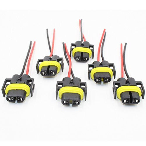 HiseNook 6 Pieces Pre Wired H8 H11 Adapter Wiring Harness Socket Wire For Headlight FogLight
