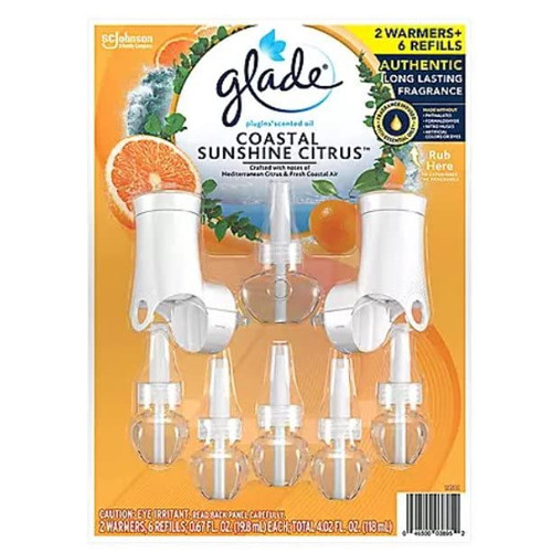 Glade PlugIns Scented Oil (2 Warmers + 6 Refills) Coastal Sunshine Citrus