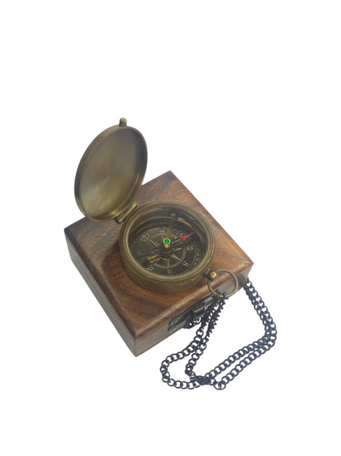 Brass Navigational Chain Compass Portable Maritime Compass for Outdoor Survival Camping Hiking Antique Nautical Gift