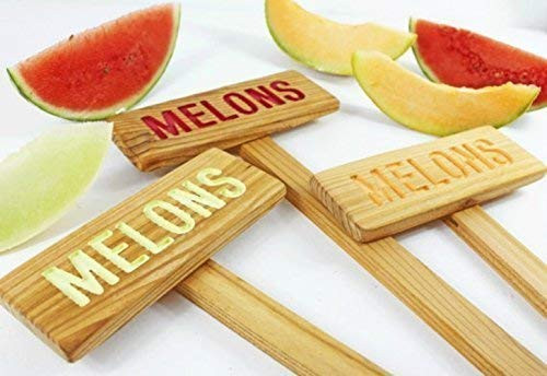 MELONS Garden Sign, Painted & Oil Sealed Cedar Wood, Plant Markers, Garden Markers, Custom Garden Sign, Personalized Garden Marker