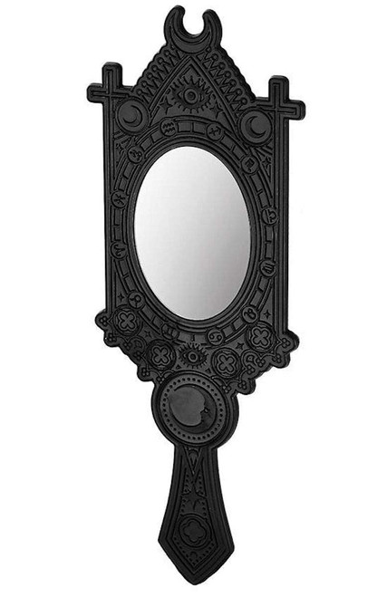 Restyle Gothic Fortune Teller Hand Mirror, Black