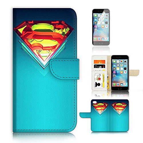 ( For iPhone 8 Plus / iPhone 7 Plus) Flip Case Wallet Cover with Screen Protector - US B30009 - Superman Super Hero B30009