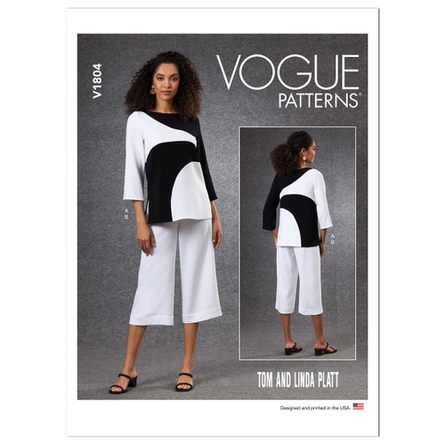 Vogue Misses' Pullover Tunic and Pants, Code V1804 Sewing Pattern Kit, Sizes 8-16, Multicolor