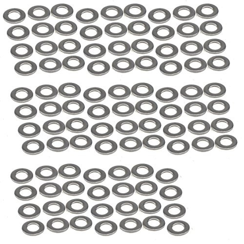 304 Stainless Steel ID 1/8" OD 7/32" Flat Washer Plain Washer Sheet Metal Gasket Fastener M3X6X0.5(100pcs)