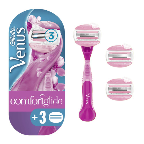 Gillette Venus ComfortGlide Spa Breeze Women's Razor + 3 Razor Blade Refills, 2 Shaving Gel Bars for A Comfortable Shave
