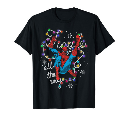 Marvel Christmas Spider-Man Jingle All The Way Action Pose T-Shirt