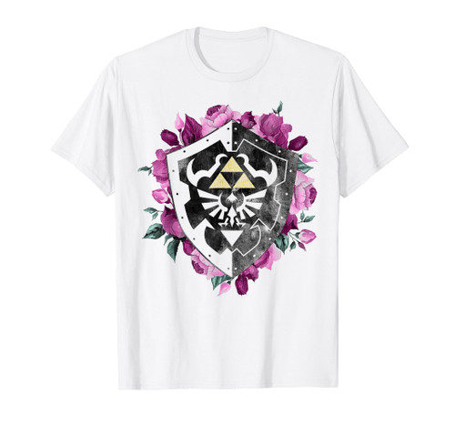 Nintendo Legend Of Zelda Tri Force Floral Shield T-Shirt