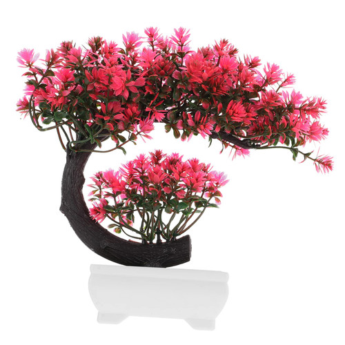 Garneck 3pcs Artificial Potted Plant Bonsai Tree Fake Red Bonsai Tree Fake Potted Bonsai Artificial Welcoming Bonsai Tree Fake Pot Plants Ornaments Plastic Green Plants Lotus Office