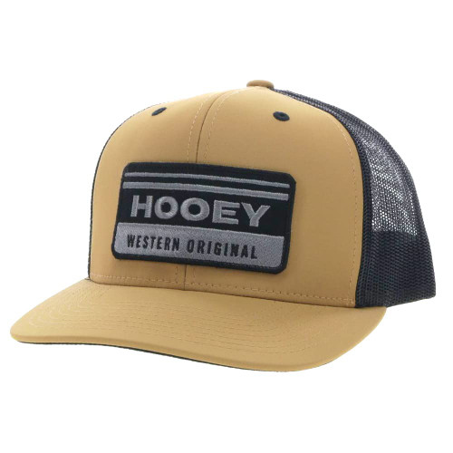 HOOEY Men's Horizon Adjustable Snapback Mesh Trucker Back Hat (Tan/Black)