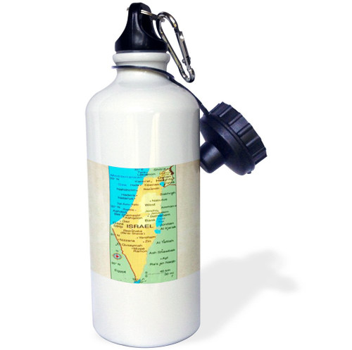 3dRose "Map Of Israel" Sports Water Bottle, 21 oz, White