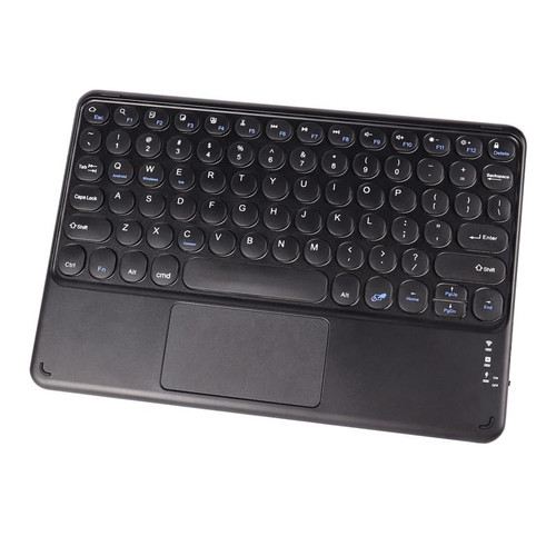 KUYHRF Wireless Keyboard with Touchpad, Ultra-Thin Rechargeable Bluetooth Keyboard Mini Wireless Keyboard with trackpad Round Key for iPad pro/iPad/iOS/Mac OS/Windows/Android (Black)