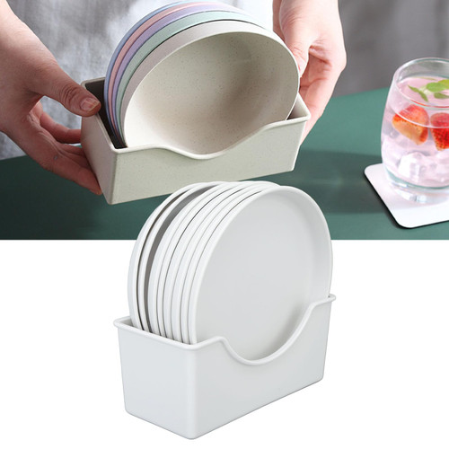 8Pcs Bone Spitting Dish Fruit Cake Dish Round Plate Domestic Snack Small Dish Table Garbage Dish Set with Drainage Basket