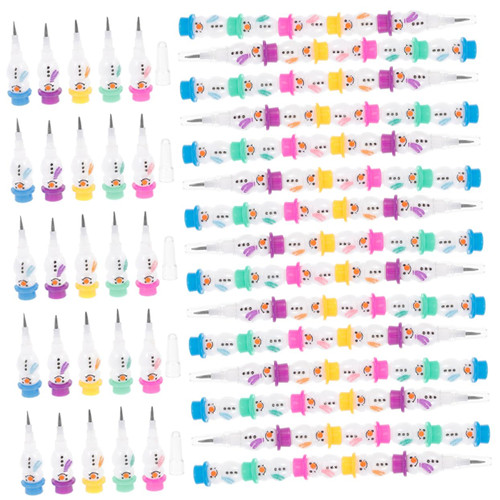 Tofficu 40 Pcs Christmas Snowman Pencil Kids Stacking Holiday Pencil Art Pencil Cartoon Kids Pencils Christmas Gift Pencils Marking Pencil Studants Pencil Student Filler No Cutting Plastic