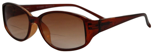 In Style Eyes Stylish Tinted Reader Bifocal Sunglasses - Full-Rimmed, Oblong Frame Reading Glasses - Non-Polarized Lens - Brown - 3.5x