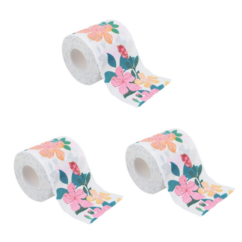 ifundom 3 Rolls Printed Roll Paper Colored Napkins Colored Toilet Paper Disposable Napkins Disposable Dinner Napkins Dinner Napkins Disposable Core Virgin Wood Pulp Tissue Paper