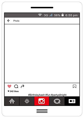 Mobile Phone Shape Happy Birthday Party Photo Booth Selfie Picture Frame (Black)