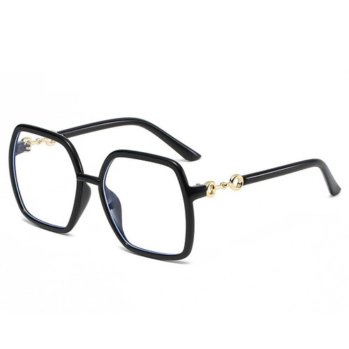 Oversized Square Reading Glasses Eyewear Anti Eye Strain Blue Light Blocking Computer Readers Flat Light Mirror (Color : Black, Size : +0.00)
