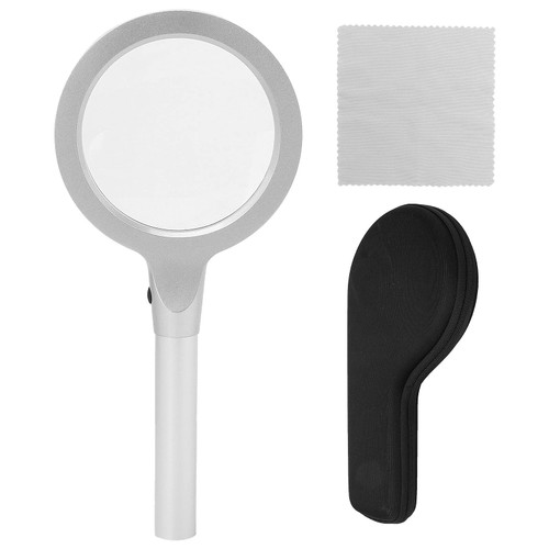 Magnifying Glass with Light, 5X 10X Handheld Magnifying Glass Lighted Magnifying Glass 12 LED Illuminated Lighted Magnifier Magnifying Glass Glass Magnifying Lens for Reading Inspection Coins Jewelry