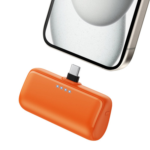 Small Portable Charger USB C Power Bank 3500mAh, PD Fast Charging Mini Battery Pack with USB-C Connector Compatible with iPhone 15/15 Plus/15 Pro/15 Pro Max/iPad Pro/Samsung/Android Phone etc - Orange