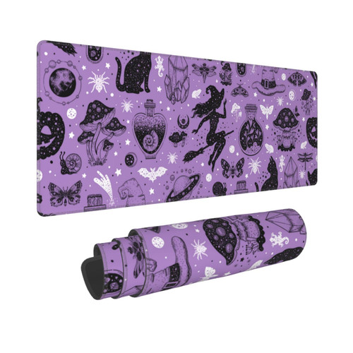Large Mouse Pad Gaming Mouse Pad,Mouse Mat Desk Pad,31.5x11.8 in Mouse Pads for Desk Mat,XL Mousepad Keyboard Pad with Stitched Edge and Non-Slip Base Desk Accessories,Halloween Witch