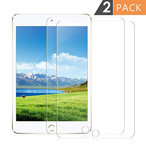 [2 Pack] iPad Mini 5 (2019) Screen Protector, iPad Mini 4 Tempered Glass, DETUOSI Clear High Definition Tempered Glass Screen Protector for Apple iPad Mini 4 (2015) / Mini 5 (2019)