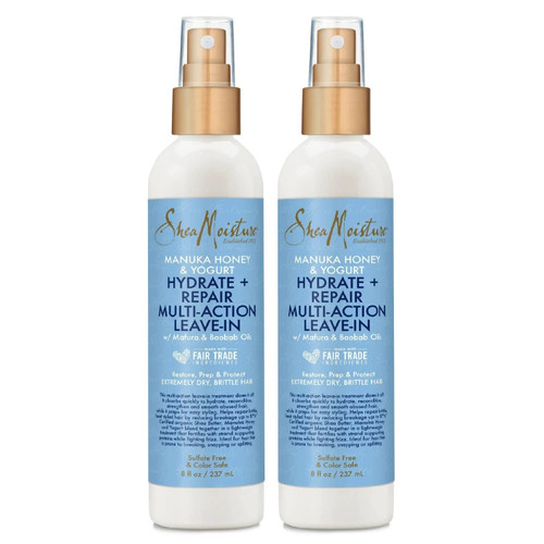 SheaMoisture Manuka Honey & Yogurt Multi-Action Leave-In Conditioner Treatment - Hydrate + Repair, Shea Moisture Curly Hair Products, 8 Oz Ea (Pack of 2) SheaMoisture Manuka Honey & Yogurt Multi-Action Leave-In Conditioner Treatment - Hydrate + Repair, Shea Moisture Curly Hair Products, 8 Oz Ea (Pack of 2)