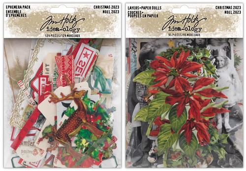 Tim Holtz Idea-Ology 2023 Christmas Ephemera & 2023 Tim Holtz Idea-Ology Christmas Layers + Paper Dolls - 2 Item Bundle