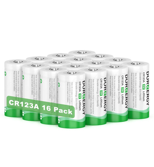 DURNERGY CR123A 3V Lithium Battery 16 Pack, 10 Years Shelf Life, 123 Batteries Lithium, 123A Lithium Batteries 3 Volt High Power, CR123 Battery, CR17345, CR17335, CR17345