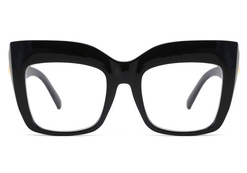 FEISEDY Square Oversized Reading Glasses Blue Light Blocking Reader Glasses Frame Eyewear Women B2627 Black 2.5x