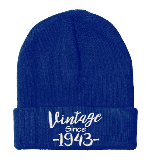 BNE 1943-80th Birthday Gift, Vintage Aged to be Perfected Since 1943, Warm Beanie Hat 1943-EM-0010-Navy