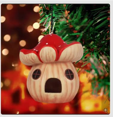 Mushroom Hand-Painted Bird House, Outdoor Bird Hut, Waterproof Birdhouses for Outdoors Hanging, Cute Hanging Birdhouse for Outside