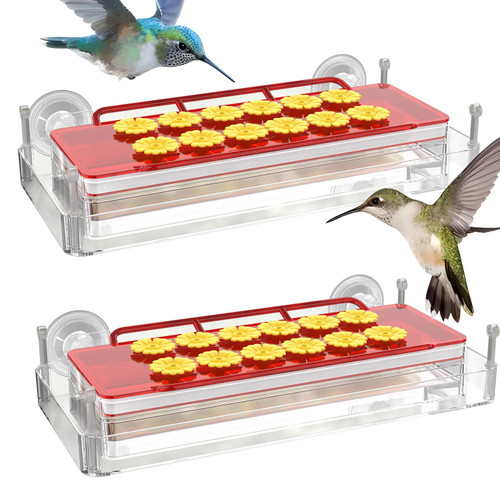 2 Pack Hummingbird Feeders Window,Hummingbird Feeder for Outdoors Hanging,Plastic Humming Bird Feeder with 12 Feeding Ports, Easy to Clean and Filling,Built-in Moat,Leak-Proof (16oz) 2 Pack Hummingbird Feeders Window,Hummingbird Feeder for Outdoors Hanging,Plastic Humming Bird Feeder with 12 Feeding Ports, Easy to Clean and Filling,Built-in Moat,Leak-Proof (16oz)