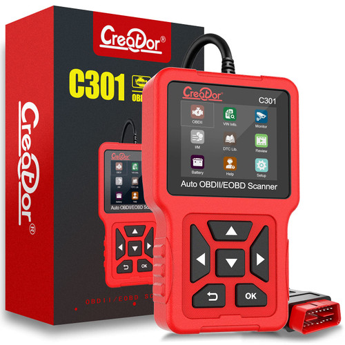 C301 OBD2 Scanner Automotive EOBD OBDII Code Reader with Battery Test Car Diagnostic Scan Tool for Check Engine Light [2022 Update Version]