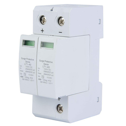 Surge Protective Device 2P Voltage Surge Arrester Device DC Photovoltaic Lightning Protector Low-Voltage Arrester, Whole House Surge Protector for Home Commercial Lighting Protection 40KA