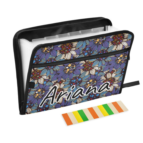 Custom Purple Sunflower Expanding File Folders 13 Pockets Accordion File Folder with Labels Personalized Document Folder for Business School Home
