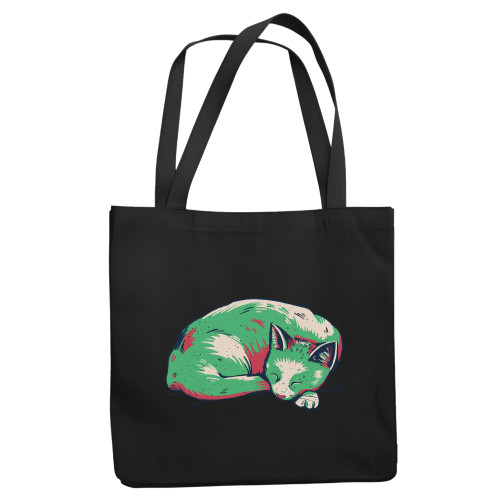 Gift for Pet Lovers Stylish Sleeping Cat Design for Cats Navy Black Multicolor Canvas Tote Bag