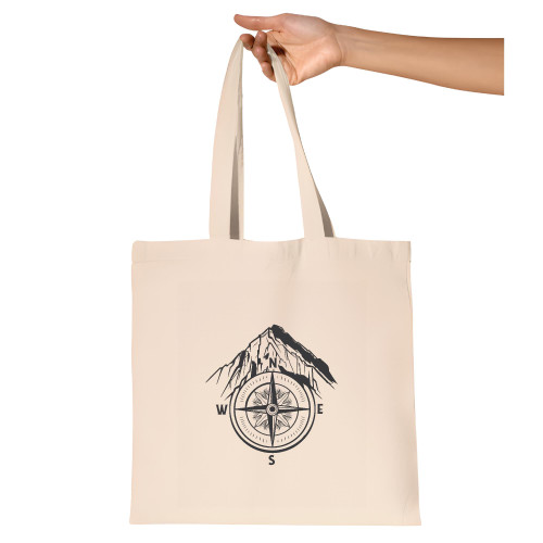 Gift for Mountain Climbers Guide Compass for Overcoming Mountains Natural White Multicolor Canvas Tote Bag