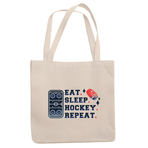 Gradient Style Hockey Quote Gift for Hockey Fans Eat Sleep Hockey Repeat Natural White Multicolor Canvas Tote Bag